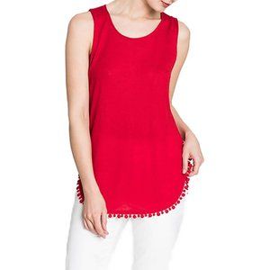 Nic+Zoe  Picante Pom Pom Tank - Red Sangria XL